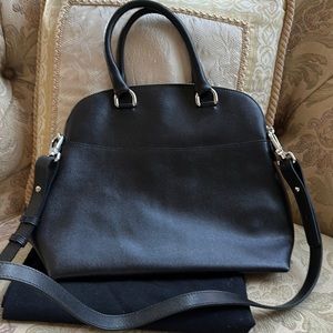 Furla black leather bowler’s bag with shoulder strap and 2 handles